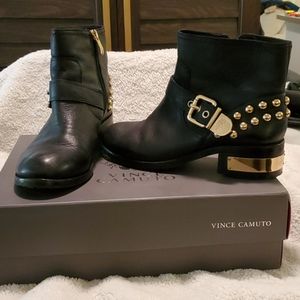 Vince Comuto leather gold studded booties